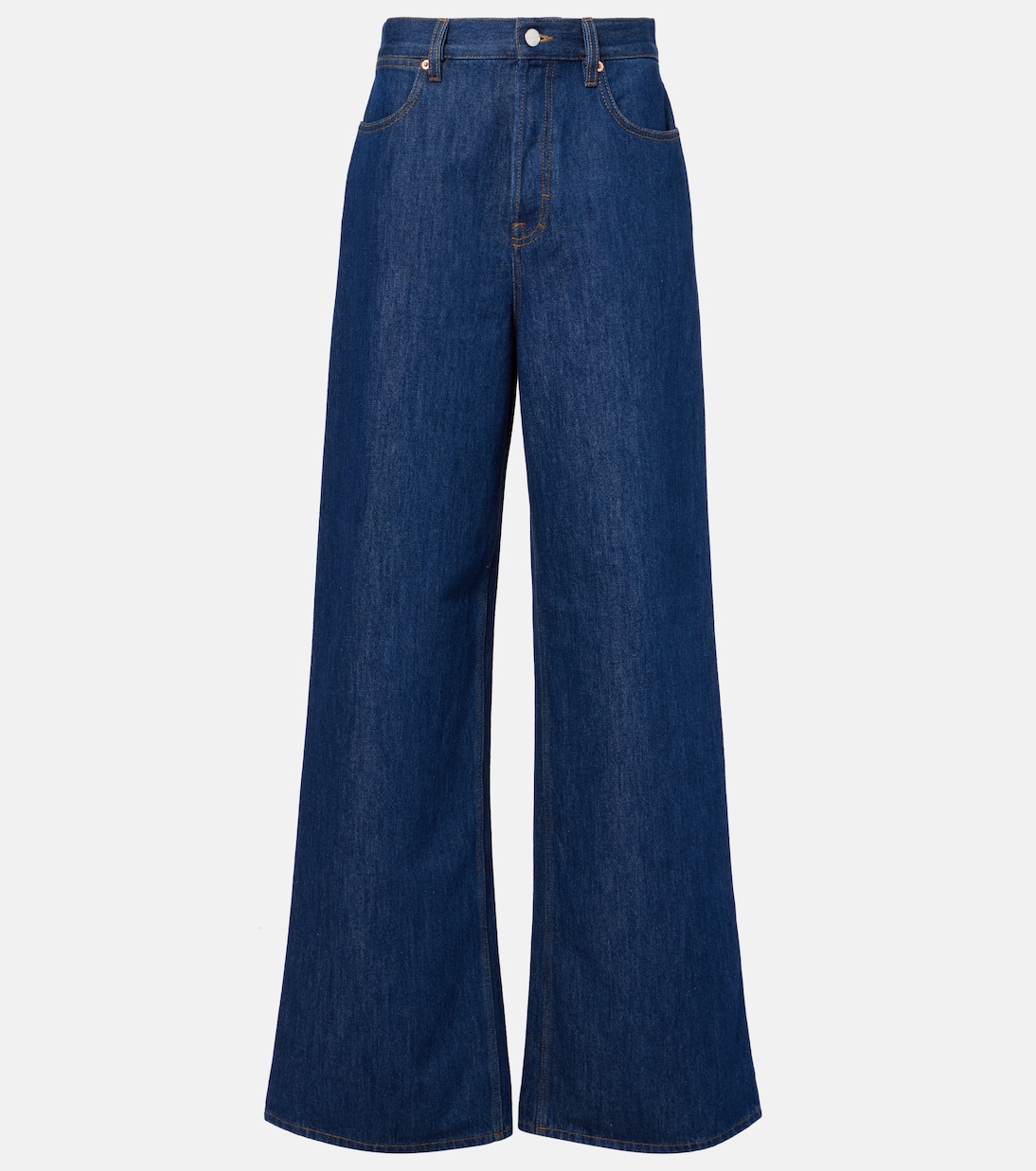 

Джинсы с кожаными вставками и расклешёнными штанинами Gucci, Dark Blue
