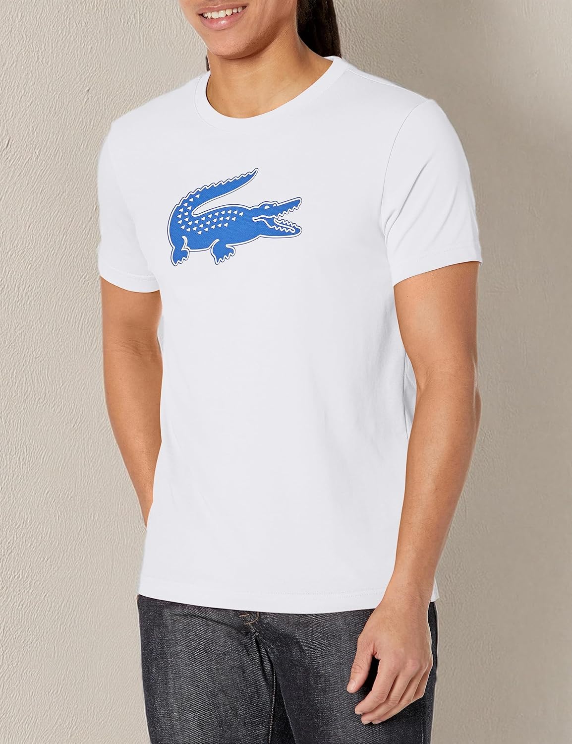Мужская спортивная футболка Lacoste Ultra Dry XXL с логотипом, White/Kingdom — фото 3
