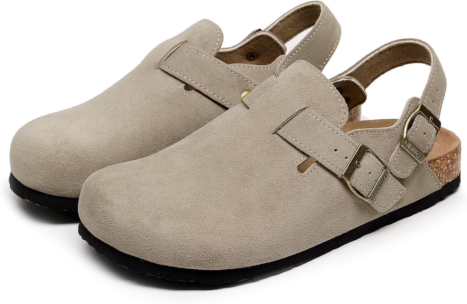 

Мужские и женские замшевые сабо на пробковой подошве - регулируемые сабо с ремешком с пряжкой, противоскользящие туфли на плоской подошве Generic, хаки