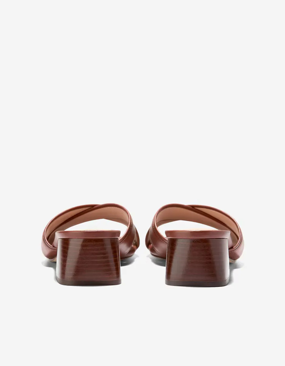 Женские босоножки с перекрещенными каблуками из кожи Cole Haan, коричневый — фото 2