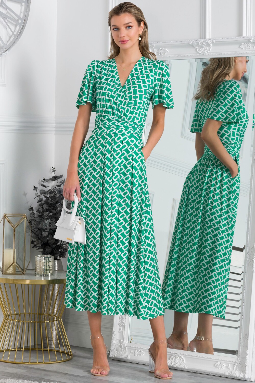 

Зеленое платье макси Halley из джерси с расклешенными рукавами Jolie Moi, зеленый