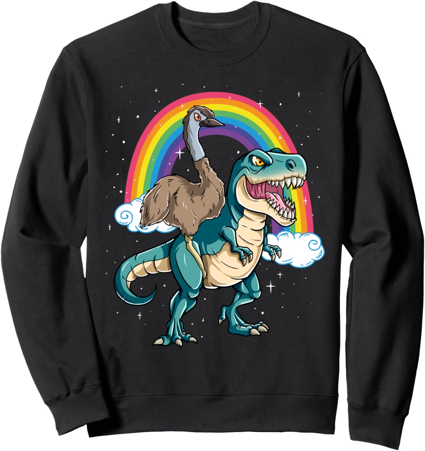 

Толстовка с изображением динозавра Тираннозавра Рекса и радужного облака, блестящего эму Check Out My Emu Shirts, черный