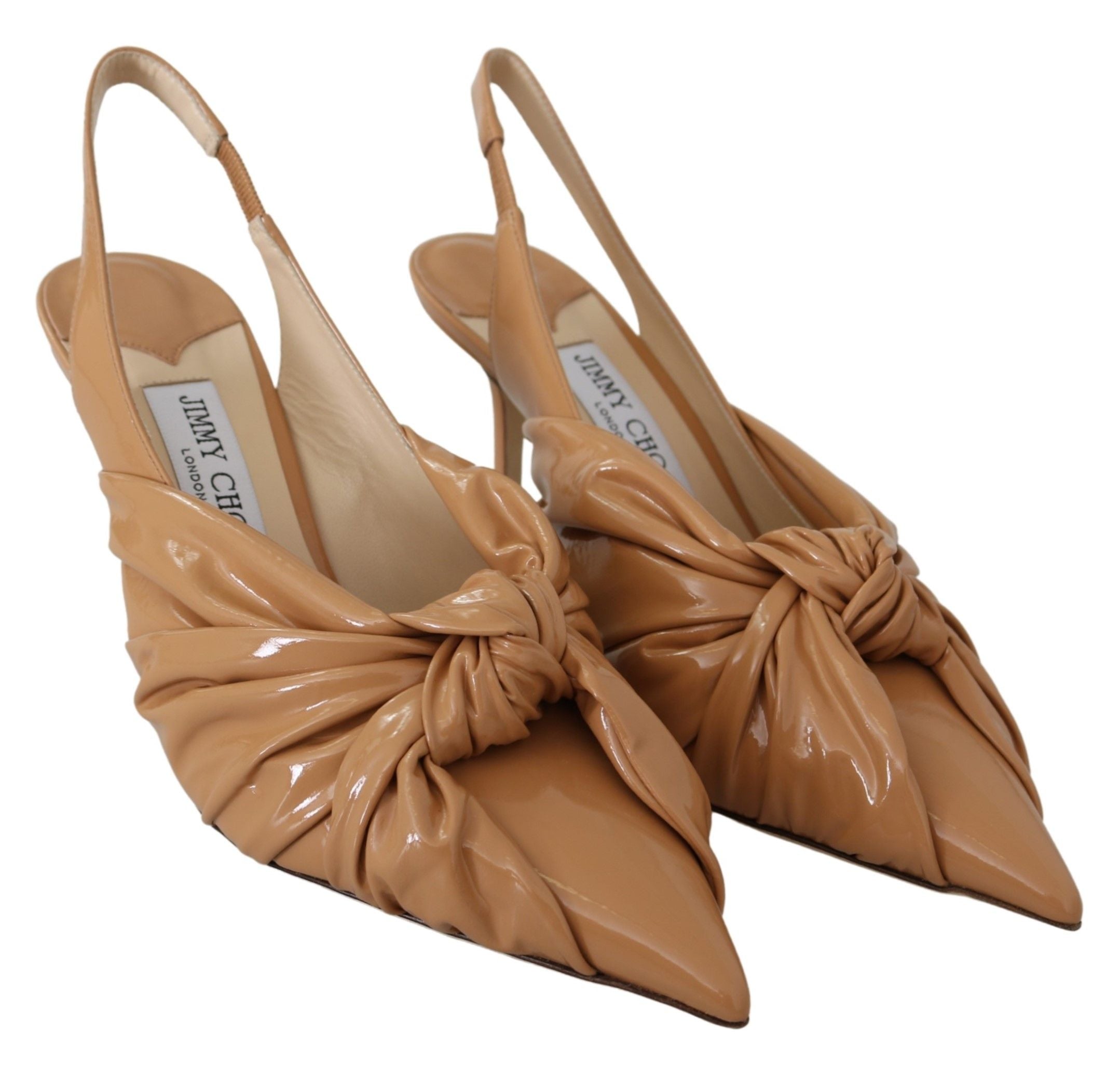 Jimmy Choo Элегантные остроносые кожаные женские туфли, бежевый — фото 2