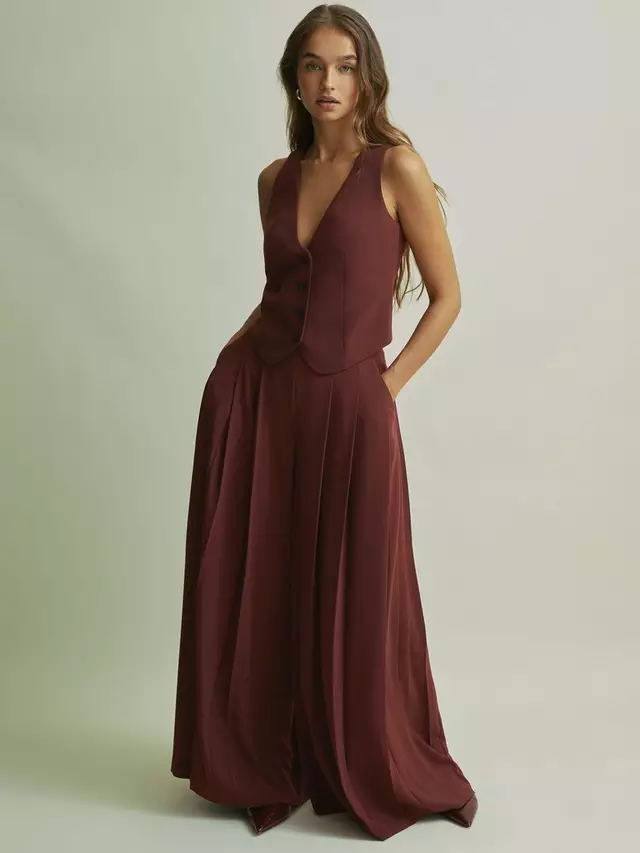 

Брюки FLORERE Deep Pleat Extra Wide Leg, бордовый