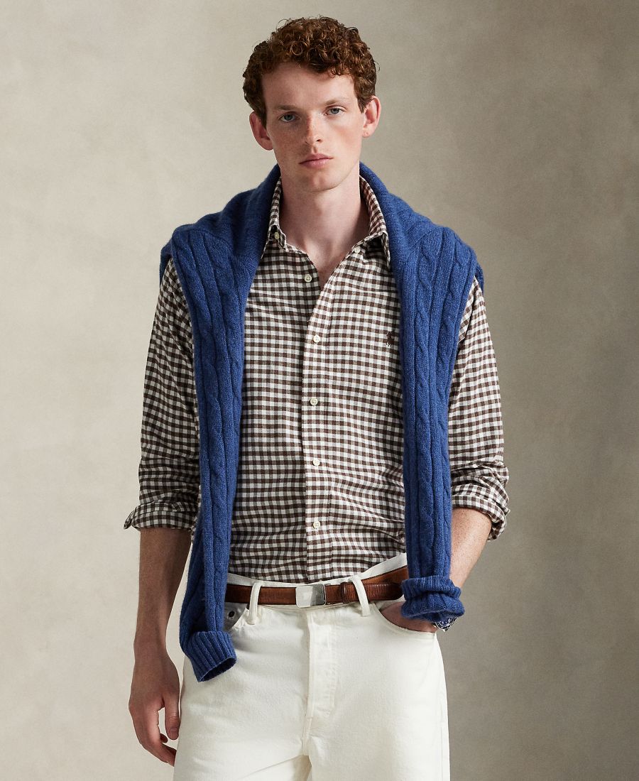 

Мужская классическая рубашка из высококачественной саржи Polo Ralph Lauren, Nutmeg Brown Heather Crm