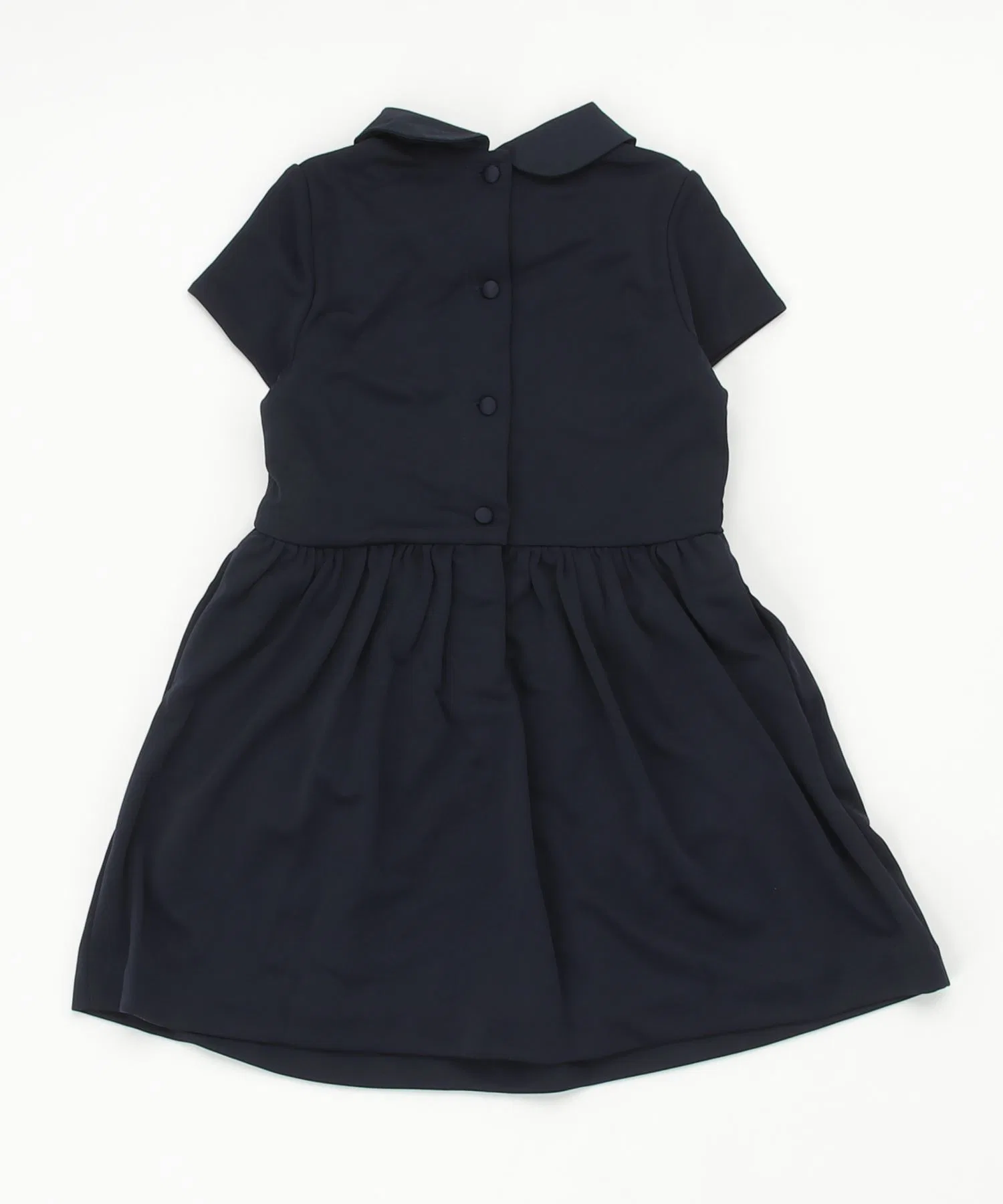 Детское платье POLO RALPH LAUREN CHILDRENSWEAR из полиэстера с вышивкой и воротником тёмно-синего цвета — фото 4