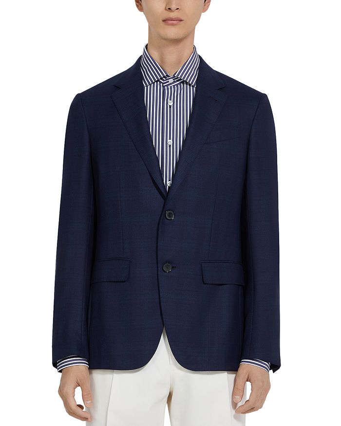 

Узорчатая шерстяная куртка-пиджак ZEGNA, синий