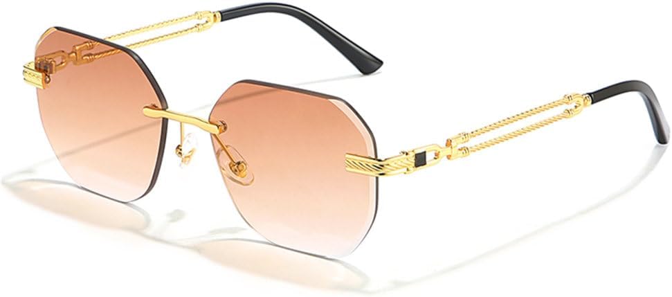 

Безободковые солнцезащитные очки с градиентным многоугольным оправой для мужчин и женщин, модные, для активного отдыха, летнего отдыха, путешествий и шопинга TYUVIVO, C06dark Brown