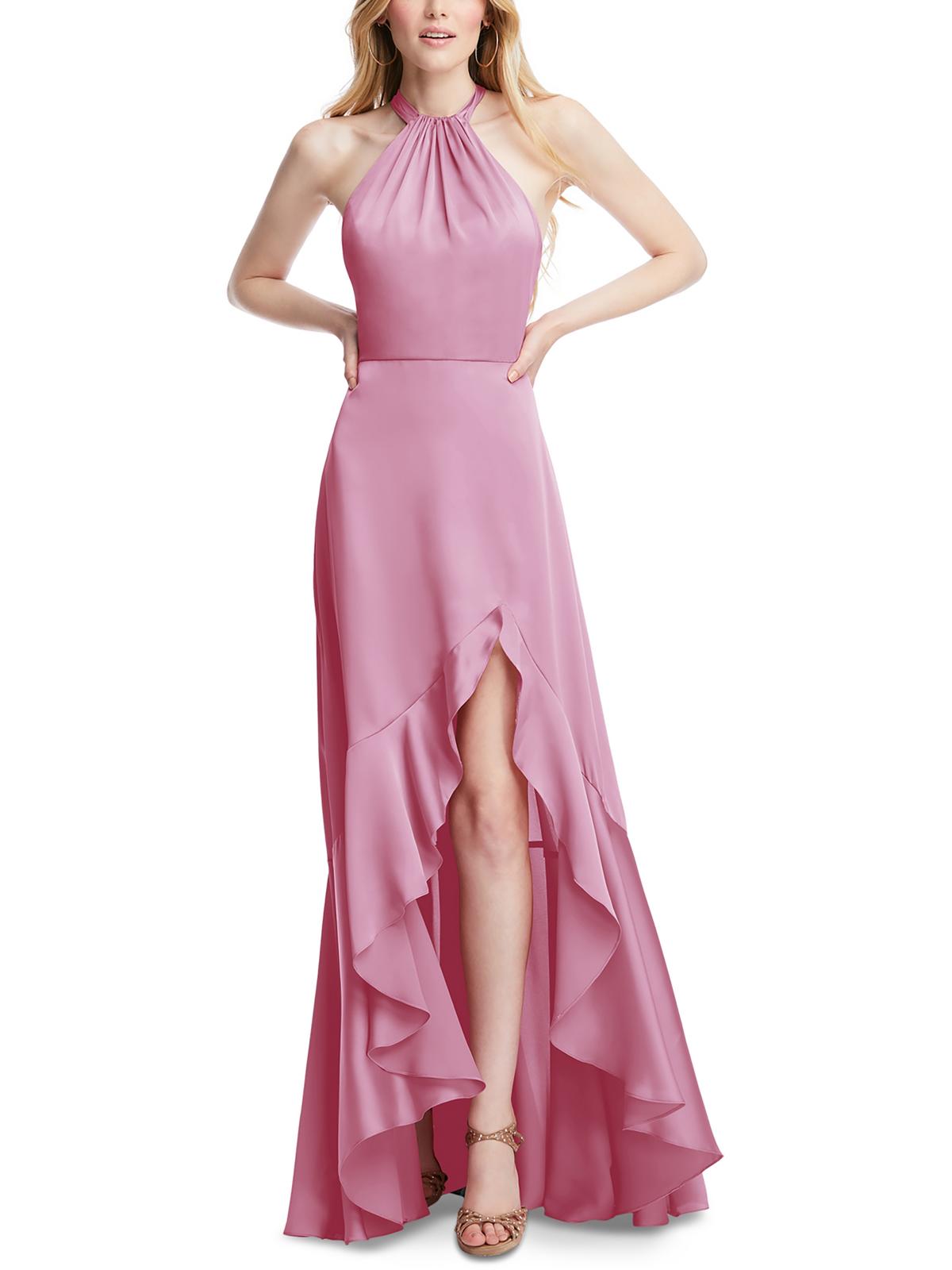 

Женское платье-халтер с разрезом из полиэстера Social Bridesmaids, цвет powder pink