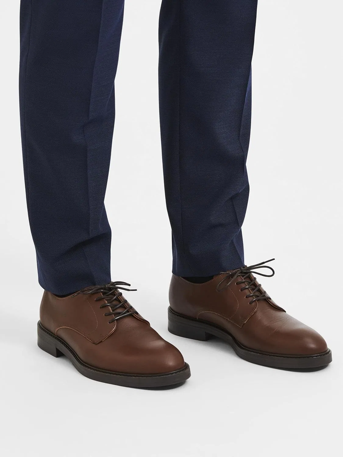 Выбранные мужские кожаные туфли-дерби HOMME SELECTED HOMME, Demitasse — фото 2