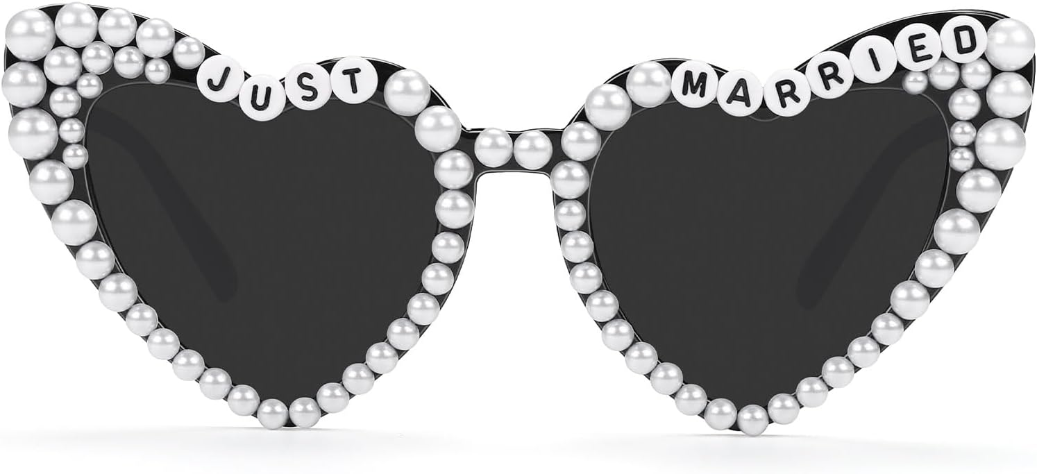 

Солнцезащитные очки Etercycle в форме сердца, женские солнцезащитные очки для невесты на девичник, черные солнцезащитные очки в форме сердца, подарок невесте на помолвку или девичник, Pearl Black