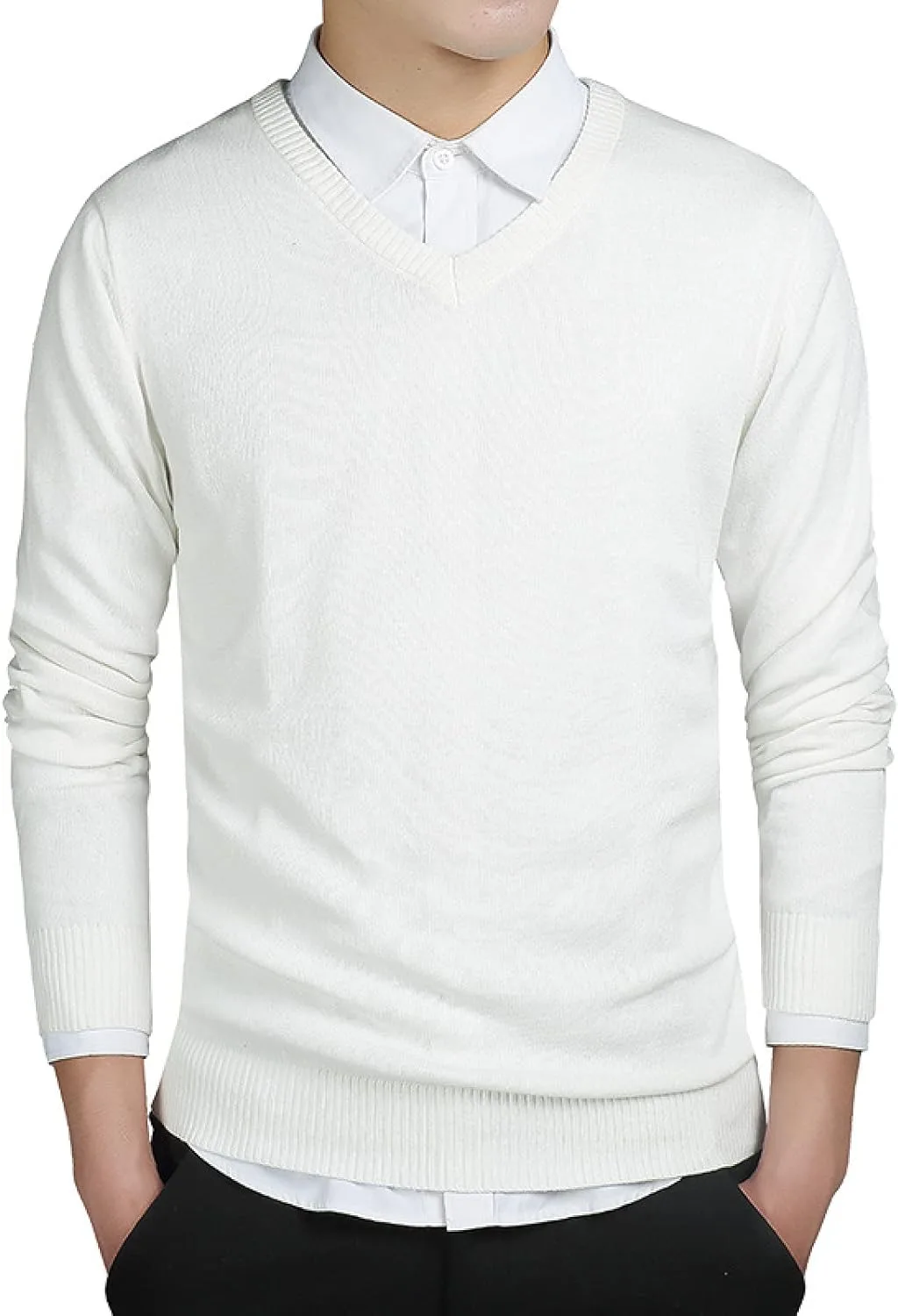 

Yarova мужской пуловер с длинным рукавом, V-образным вырезом, хлопок