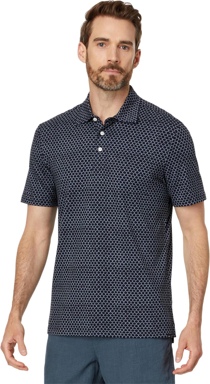 

Поло Faherty Short Sleeve Movement Pique Polo, цвет Midnight Fishscale