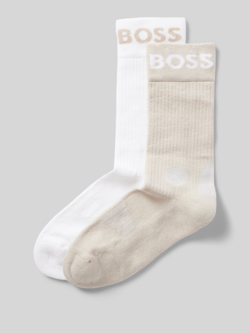 

Носки в рубчик в упаковке по 2 шт BOSS, бежевый
