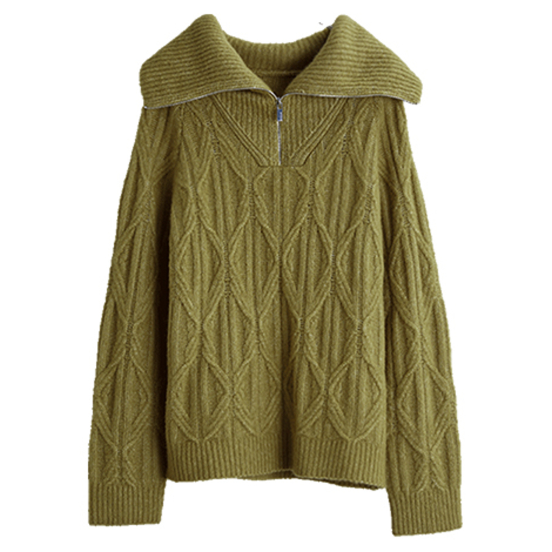 

Свитер женский с лацканами утепленный ELLE, зеленый