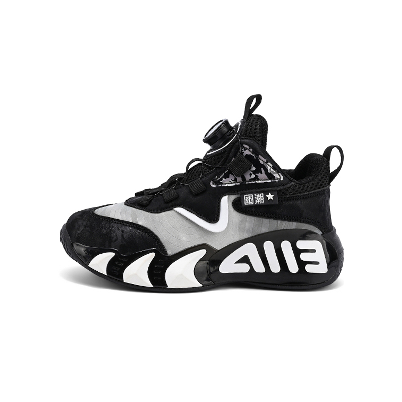 

Детские баскетбольные кроссовки среднего размера с противоскользящей подошвой и износостойким верхом для подростков CAMKIDS, черный/красный