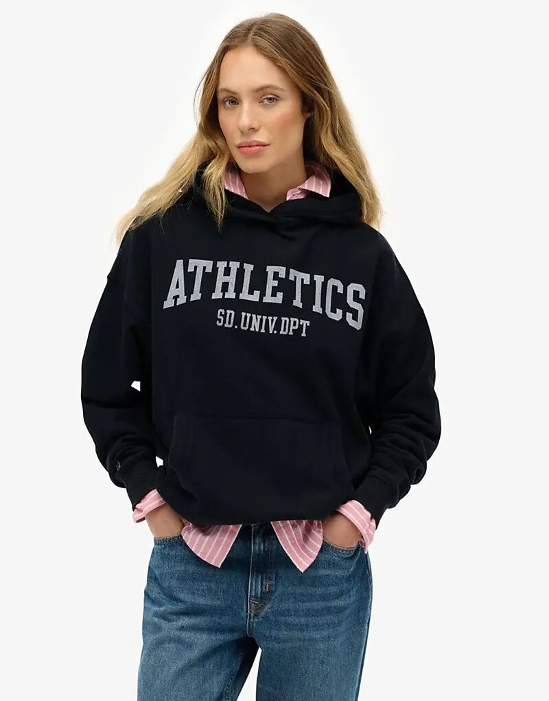 

Свободная толстовка с капюшоном Superdry Athletic Essentials в цвете Eclipse Navy