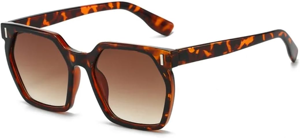 

Популярные модные квадратные солнцезащитные очки для женщин в стиле ретро с градиентной оправой и заклепками, обеспечивающие защиту от УФ-излучения UV400 TVTBBVV, Leopard