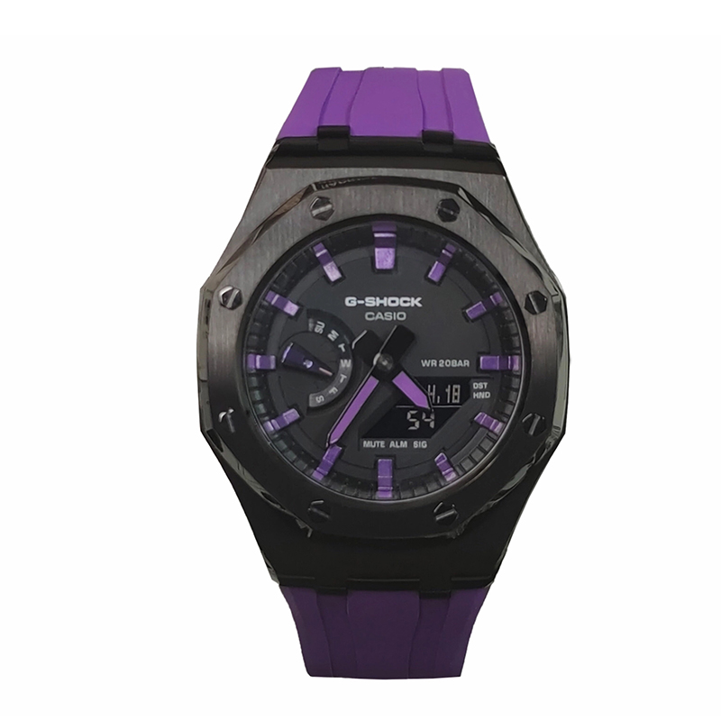 

CASIO Часы Men Liquid Crystal/Analog Dual Display Series 44mm Black Watch, Black Purple Warrior
