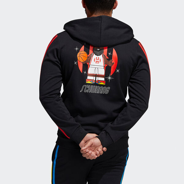 Куртка Men's adidas x Harden Fz Lego Blocks Crossover Pattern logo Sports Hooded Jacket Black, черный — фото 3