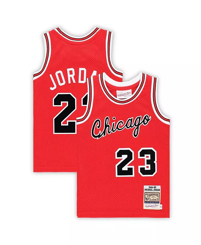 

Детская аутентичная баскетбольная майка Chicago Bulls 1984/85 Hardwood Classics Майкл Джордан в красном цвете Mitchell & Ness