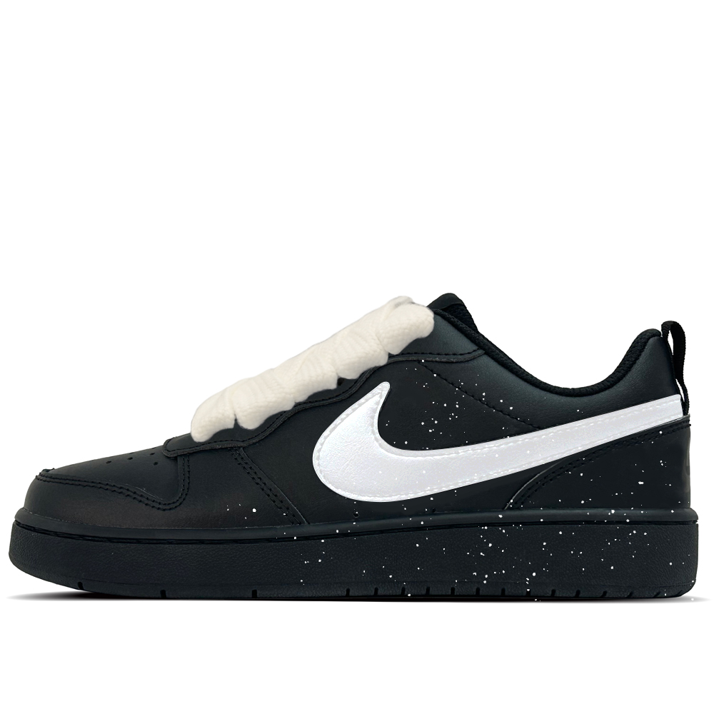 

Nike Детские низкие скейтбордистские кроссовки Court Borough Night Snow Star из кожи, нескользящие и износостойкие, черные