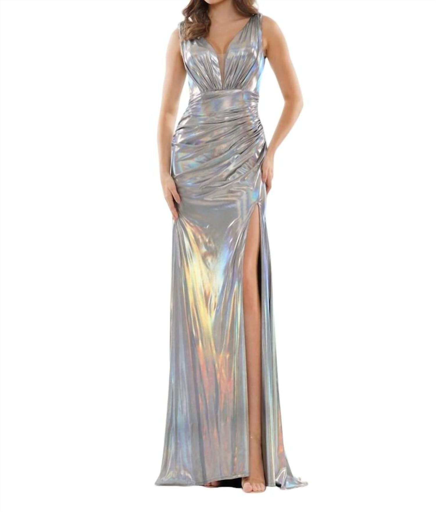 

Платье из джерси с эффектом металлик и жидкостью в серебристом цвете COLORS DRESS, серебряный