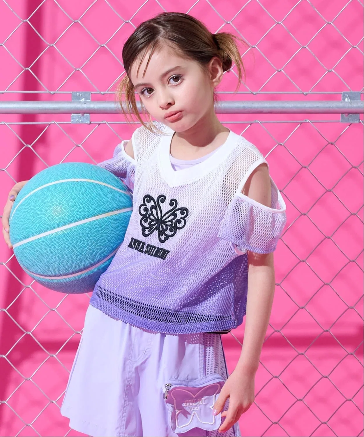Футболка с сеткой и топ ANNA SUI mini 2WAY Меш Tシャツ+タンクトップ лавандовый