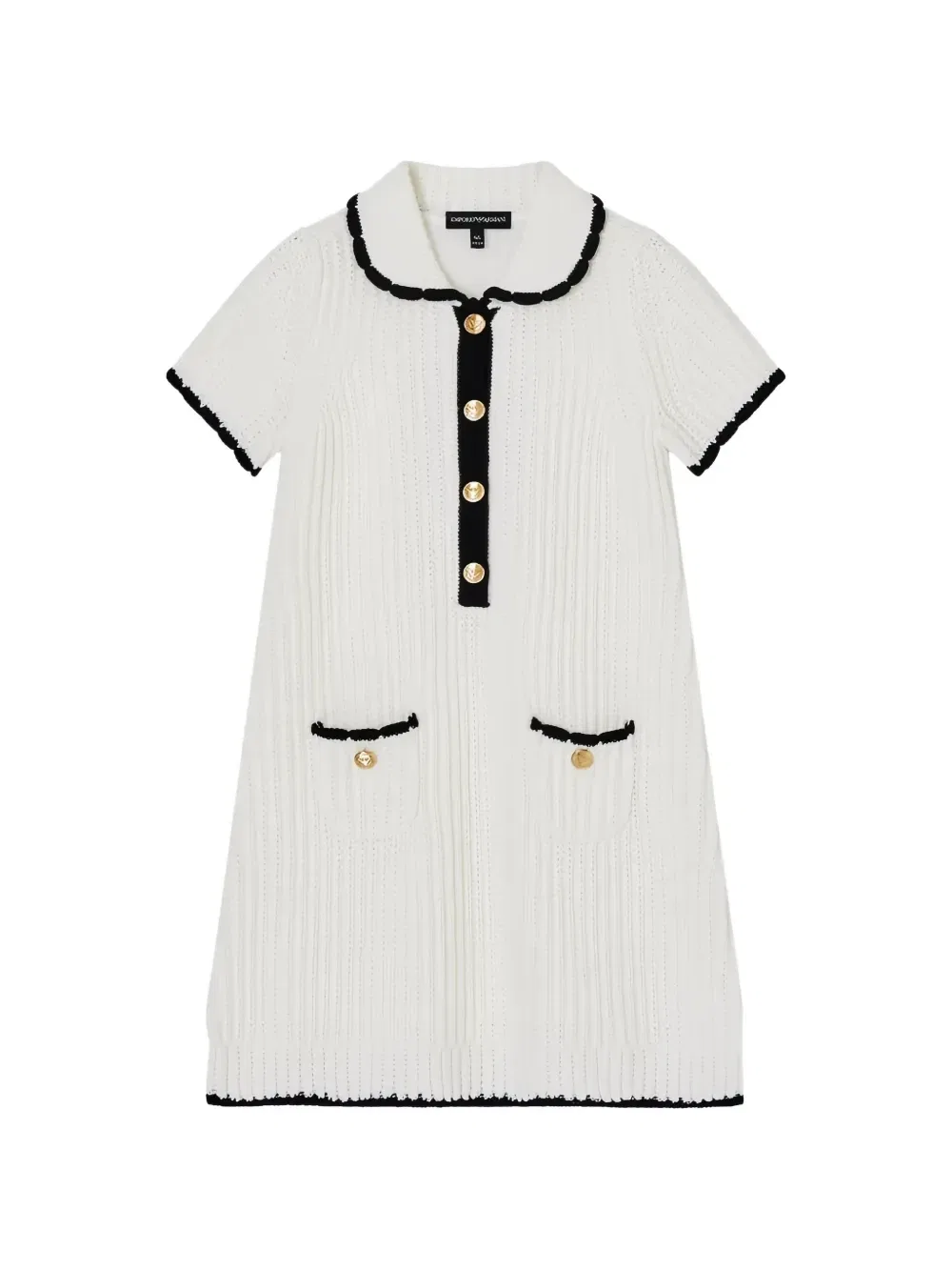 Платье на пуговицах с отложным воротником Emporio Armani Kids, белый