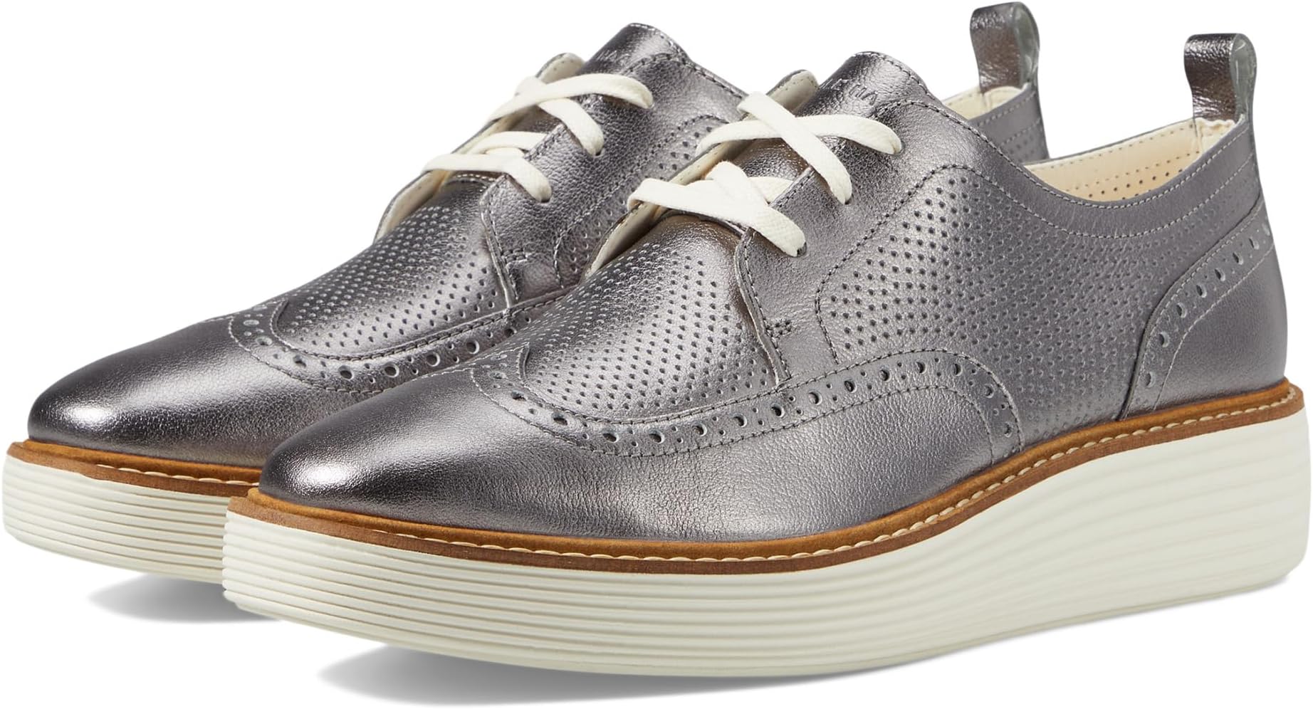 

Оксфорды Cole Haan Originalgrand Platform Wing Tip Oxford, цвет Pewter Metallic