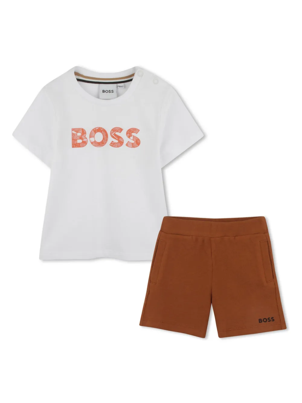 

Комплект из футболки и шортов с логотипом BOSS Kidswear, коричневый