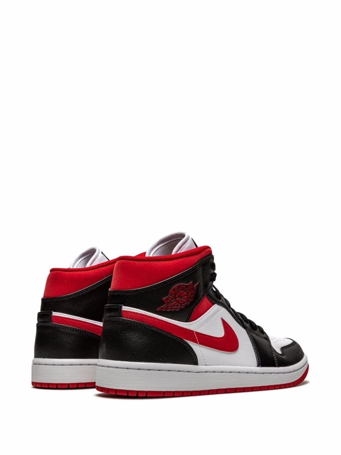 Кроссовки Jordan Air Jordan 1 Mid Nike Swoosh, белый/красный/черный — фото 3