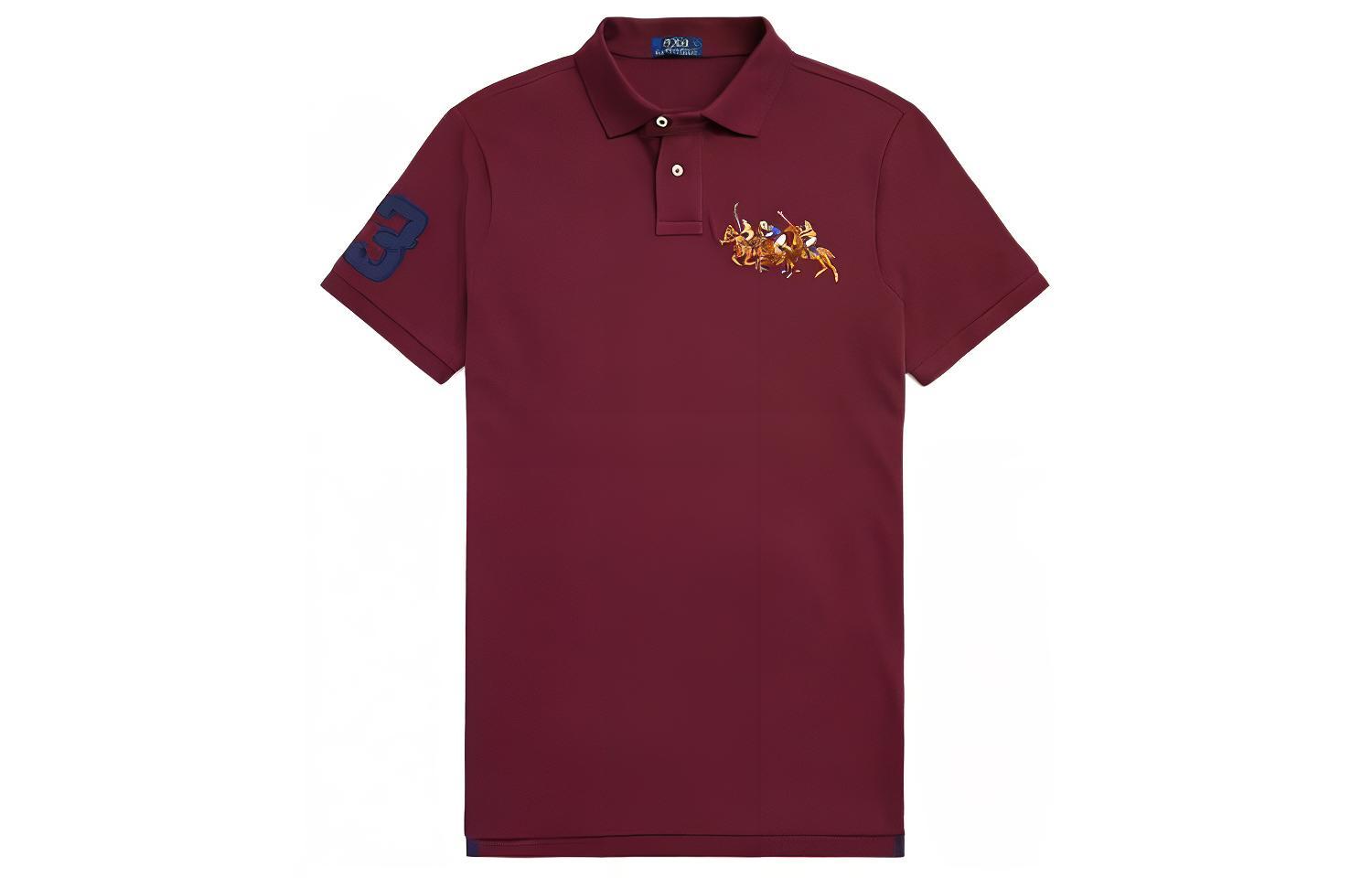 Футболка поло Ralph Lauren Custom Slim Fit однотонная с тремя лошадьми — фото 4