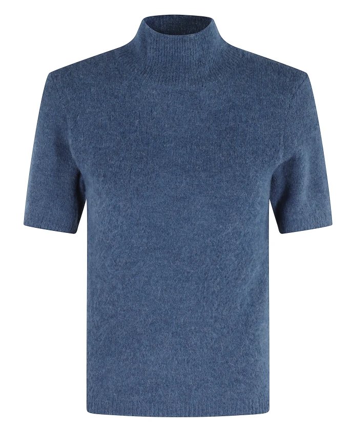 

Синий пуловер с высоким воротником и короткими рукавами A.P.C., синий