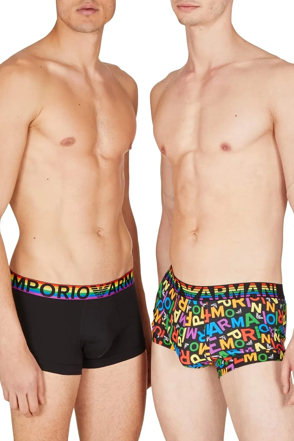 Трусы Emporio Armani, радужный логотип, черный