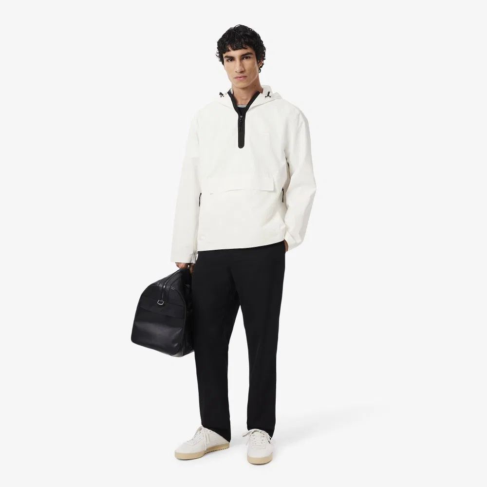 Мужской тканый анорак оверсайз цвета слоновой кости от Lacoste — фото 4