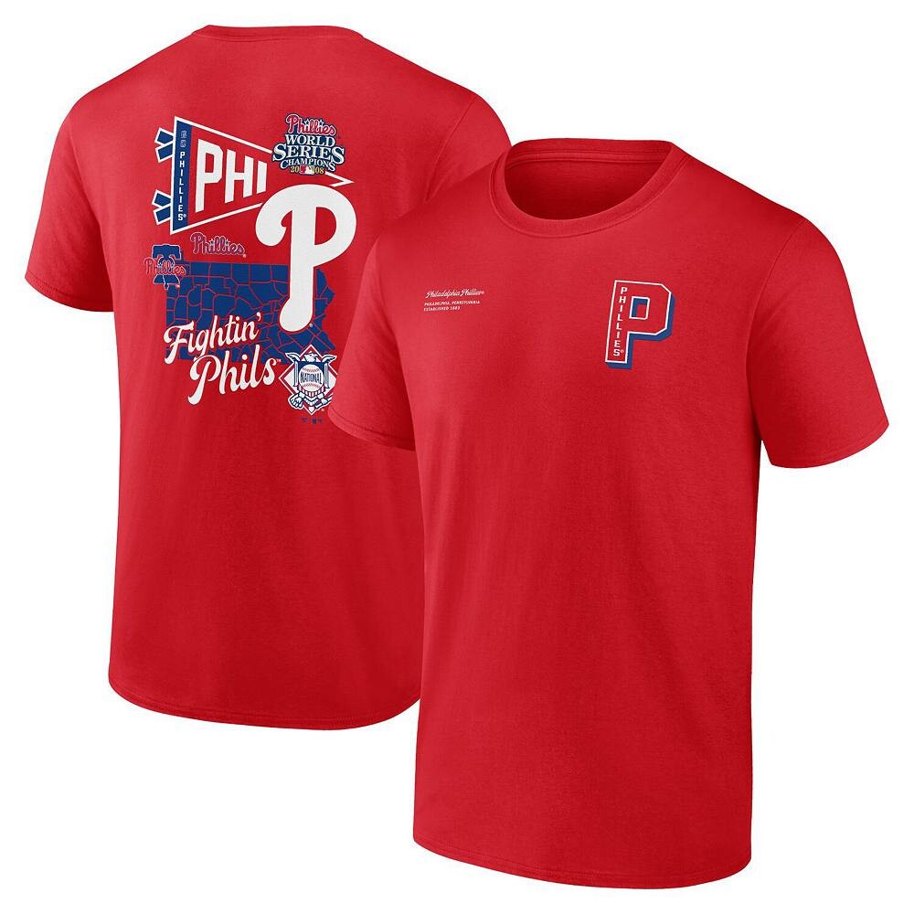 

Мужская красная футболка Fanatics Philadelphia Phillies с разделенными зонами, цвет Phl Red