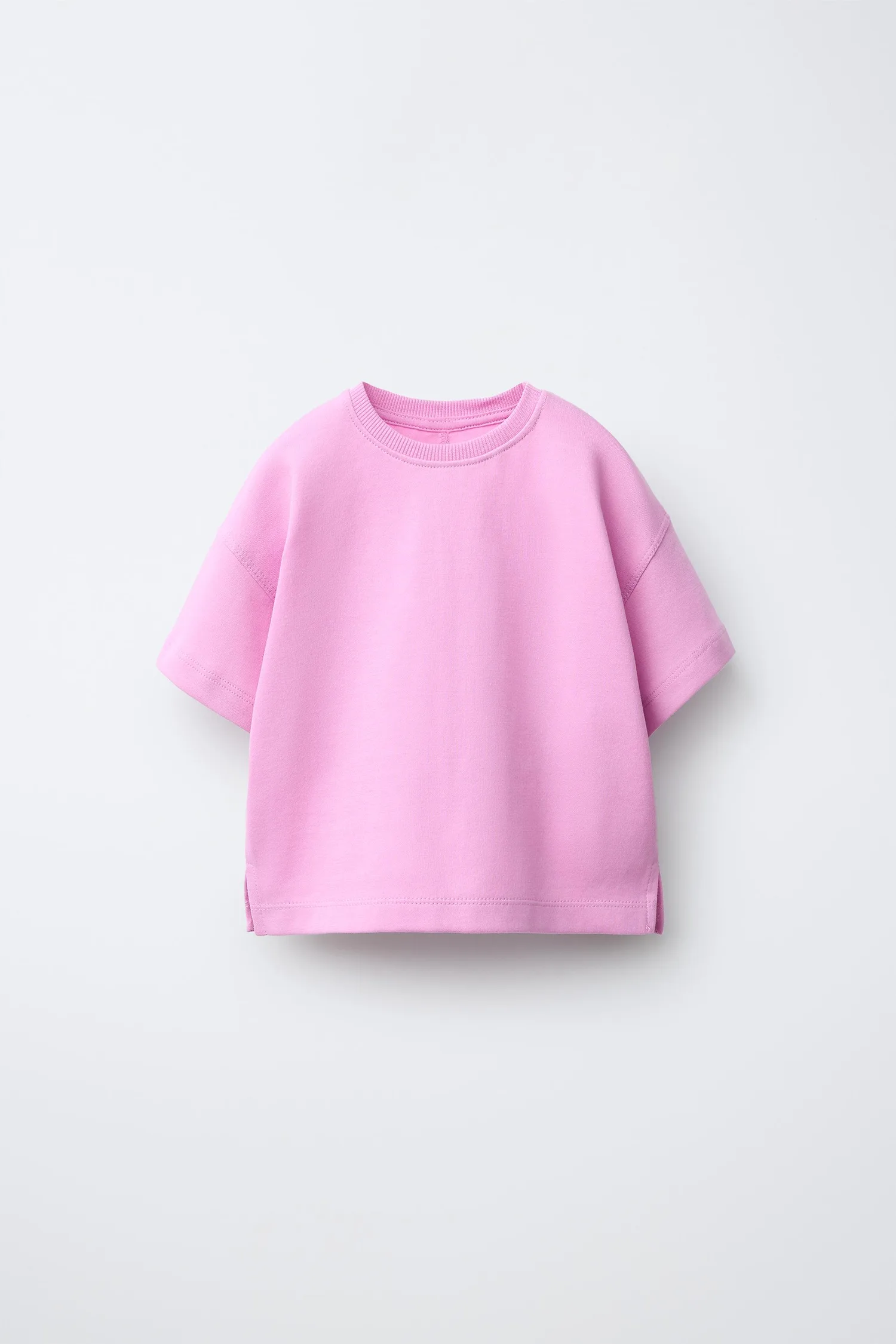 Однотонная футболка из трикотажа Zara, розовый/сиреневый