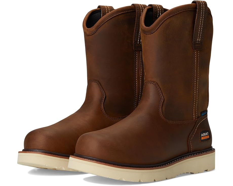 

Ботинки Ariat Rebar Wedge Pull-On Waterproof Work Boots, цвет Distressed Brown