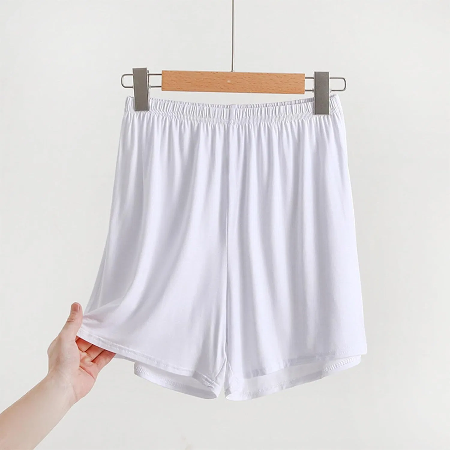 Шорты пижамные женские Plus Size, модальные, на эластичном поясе, A02_white — фото 2
