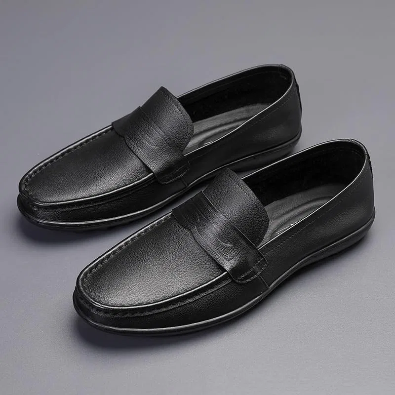 Мужские лоферы, кожаные, Classic Loafer Flats, Black UOPYNE — фото 3