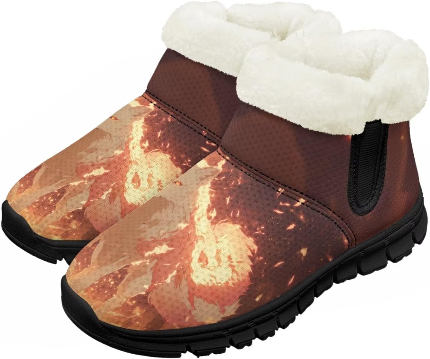 

Зимние сапожки для девочек-детей, противоскользящие прогулочные кроссовки с меховой подкладкой, без шнурков, теплые короткие ботинки Pointodoor, Wolf Flame