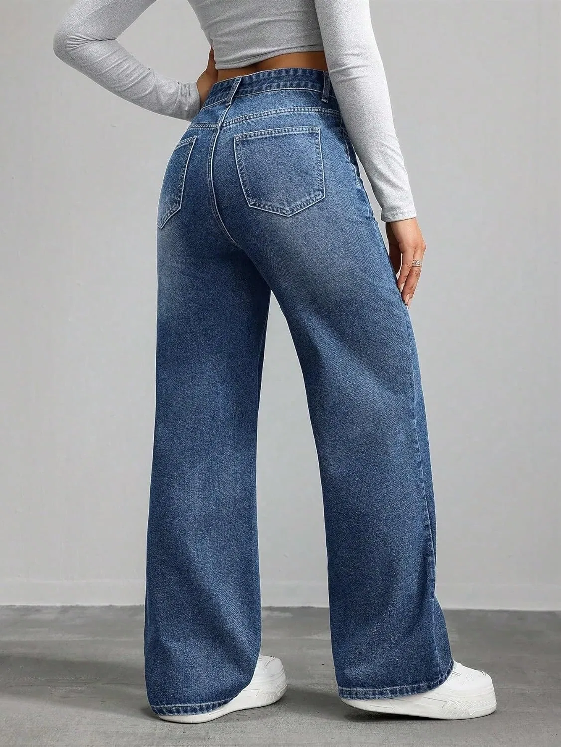 Джинсы Wide Leg, Темная стирка — фото 2