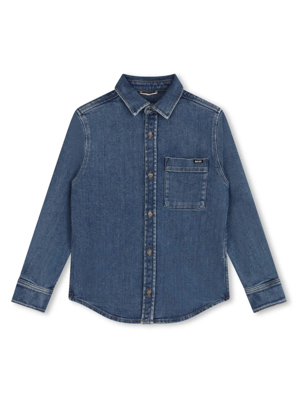 

Джинсовая рубашка с логотипом BOSS Kidswear, синий
