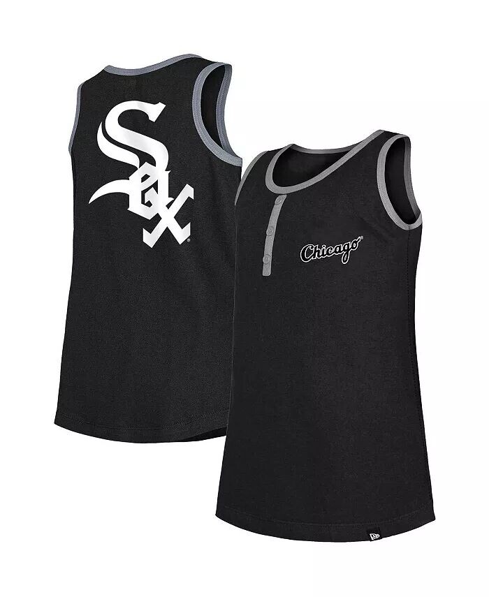 

Черная майка Chicago White Sox Henley для больших девочек New Era, черный