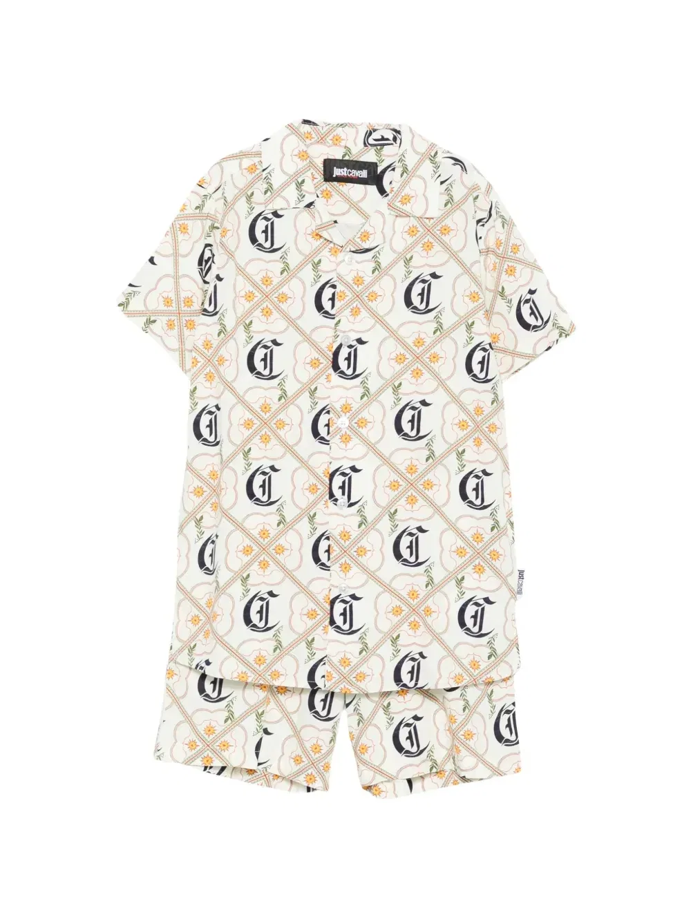 Комплект из рубашки и шорт с узором Just Cavalli, бежевый