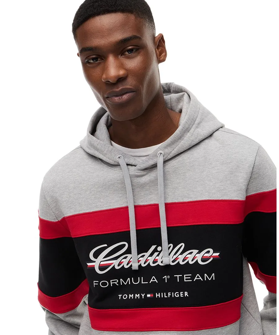 Мужская толстовка с капюшоном и декоративными панелями Cadillac F1 Tommy Hilfiger, светлый-серый heather — фото 3