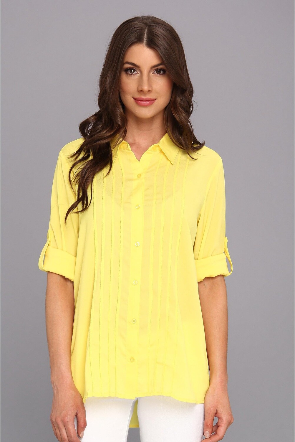 

Топ Calvin Klein Pintuck Roll Sleeve Polyester Top, цвет Daisy