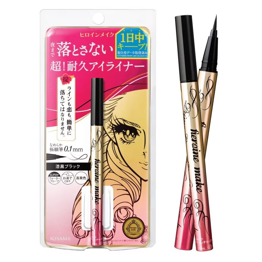 

Kiss Me Жидкая подводка для глаз Heroine Make Prime Liquid Eyeliner Rich Keep, 0,4 г. 01 угольно-черный, Jet Black