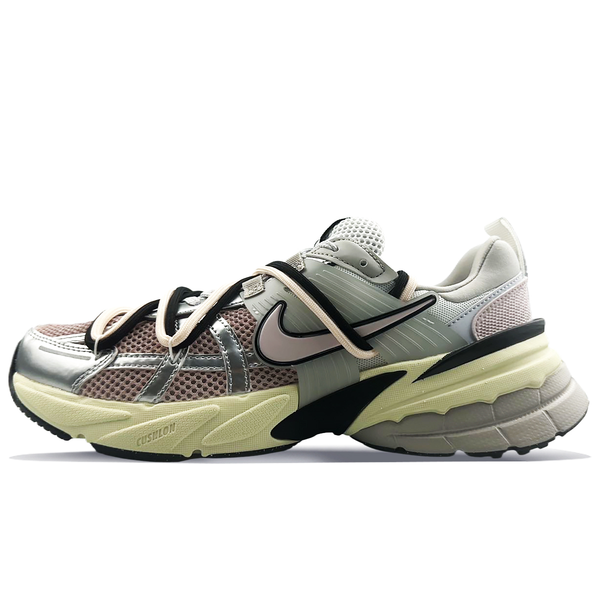 Nike V2K Беговые кроссовки с амортизацией противоскользящие и износостойкие низкие женские розово-серые светло-серые, цвет Light Gray — фото 2